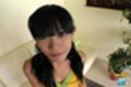 Sitting on couch looking up long hair in pigtails