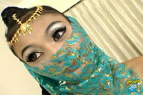 Eaw lowers panties sucks cock gets fucked over table and facial cumshot