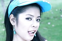 Tennis girl Ivy strips on tennis court and spreads her legs