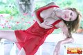 Cherry chen cupping breasts in red lingerie